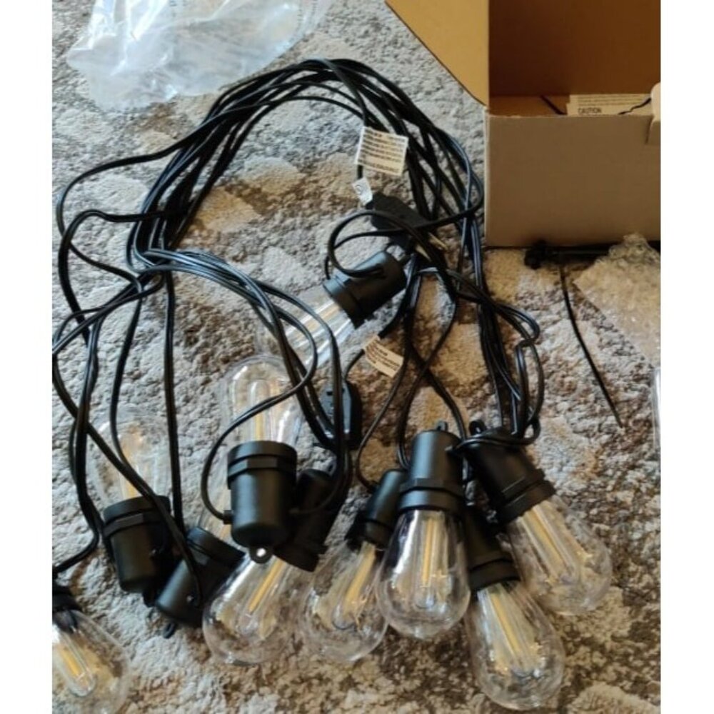 LED Outdoor String Lights 48FT Waterproof with 16 Shatterproof LED Bulb